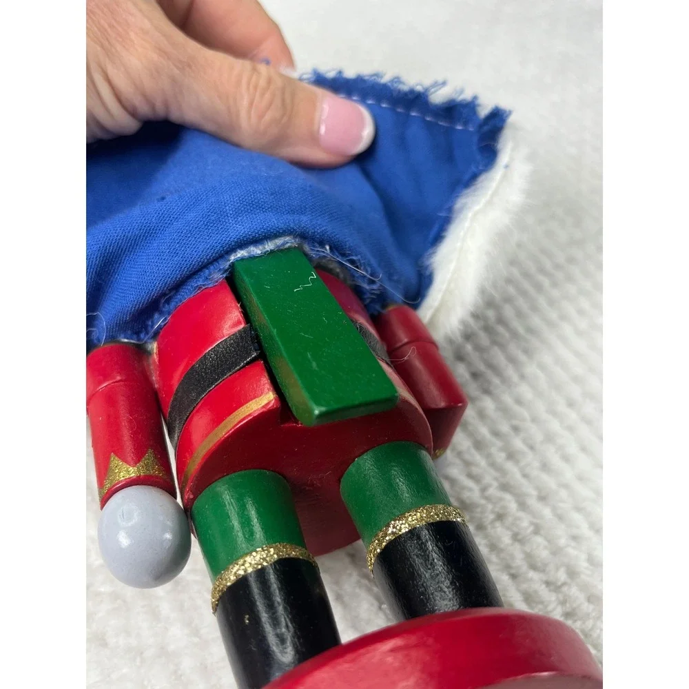 Wooden King Mouse Nutcracker Christmas Holiday Decor Crown‎ Sword Cape Red Base